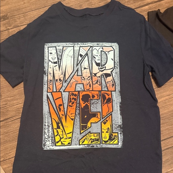 Marvel Kids Short Sleeve Tees - Black & Navy with Orange, Yellow, Blue Accents - Picture 2 of 5